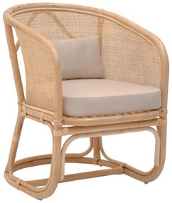 Καρέκλα - Πολυθρόνα Querke rattan pe σε Φυσικό με μπεζ μαξιλάρι 57x64x76 εκ. 57x64x76 εκ.