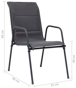 Καρέκλες Κήπου Στοιβαζόμενες 2 τεμ. Ανθρακί Ατσάλι/Textilene - Ανθρακί