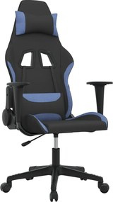 vidaXL Καρέκλα Gaming Μαύρη και Μπλε Υφασμάτινη