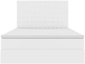 vidaXL Κρεβάτι Αποθήκης Καθαρό Λευκό 140 x 190 cm Τεχνητό Δέρμα