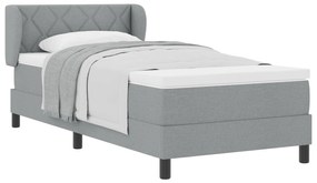 vidaXL Box Spring Κρεβάτι με Στρώμα Light Grey 90x190 εκ. Υφασμάτινο