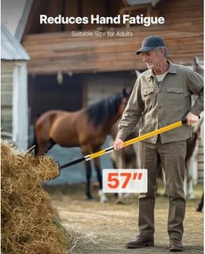 VEVOR 5 Tines Garden Fork Fiberglass Handle 57 in Spading Pitchfork Heavy Duty