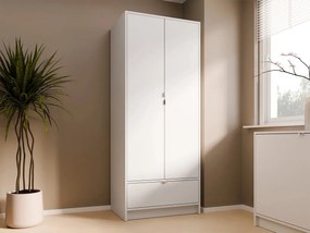 Ντουλάπα Comfivo P107, Άσπρο, 195x80x55cm, 66 kg, Πόρτες ντουλάπας: Με μεντεσέδες | Epipla1.gr