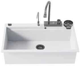 Sanitec Ultra Granite 850 Quartz Multi Ένθετος Γρανιτένιος Νεροχύτης 79Χ50cm Bianco (Inox accessories)