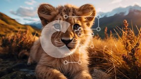 Intra Συλλεκτικό Ξύλινο Παζλ Plywood  4mm - Αξιολάτρευτο λιοντάρι που κάθεται στο βραχώδες έδαφος Σε Ξύλινο Κουτί - Διαστάσεις: 10x10 cm – 25 κομμάτια