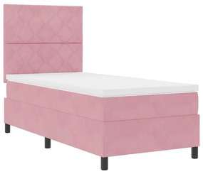 vidaXL Κρεβάτι με ελατήρια με στρώμα Ροζ 100 x 200 cm Βελούδο