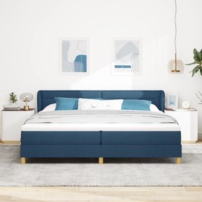vidaXL Κρεβάτι Box Spring με Στρώμα Μπλε 200x200 εκ. Ύφασμα