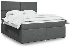 vidaXL Κρεβάτι Boxspring με Στρώμα Σκούρο Γκρι 200x200 εκ. Υφασμάτινο