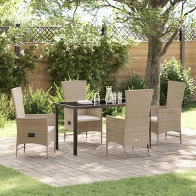 vidaXL Σετ Καρεκλών Εξωτερικών Χώρων 5 pcs Μπέζ, Κρέμες Λευκό