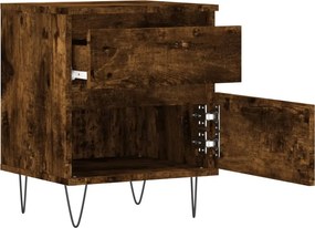 vidaXL Κομοδίνα 2 τεμ. Καπνιστή Δρυς 40 x 35 x 50 εκ. Επεξεργ. Ξύλο