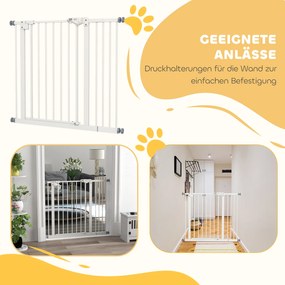 Dog Door Gate Barrier Pet Gate Metal Plastic 74-80/87-94cm Λευκό