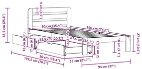 ΣΚΕΛΕΤΟΣ ΚΡΕΒ. ΧΩΡΙΣ ΣΤΡΩΜΑ ΛΕΥΚΟ 90X190 ΕΚ ΜΑΣΙΦ ΠΕΥΚΟ 3309864