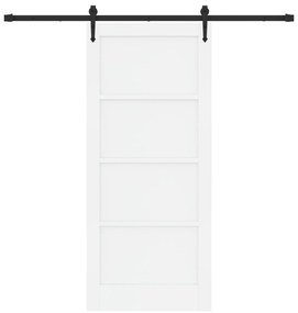 vidaXL Πόρτα Συρόμενη  με Σετ Υλικών Λευκή 86x198.5 εκ. Από Στερεό Ξύλο Πεύκου
