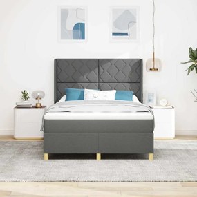 vidaXL Κρεβάτι με ελατήρια με στρώμα Γκρι 140 x 200 cm ύφασμα