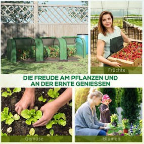 Outsunny Θερμοκήπιο από φιλμ, τρεις πόρτες που τυλίγονται, ανθεκτικό κάλυμμα, ατσάλινο πλαίσιο, πράσινο, 2,95 x 1 x 0,8 m