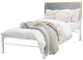 ESME HM602,METAL BED, WITH GRAY PILLOW, MATTRESS 90X190cm