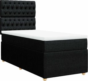 vidaXL Κρεβάτι Boxspring με Στρώμα Μαύρο 80 x 200 εκ. Υφασμάτινο
