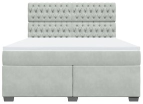 Κρεβάτι Boxspring με Στρώμα Ανοιχτό Γκρι 180x200 εκ. Βελούδινο - Γκρι