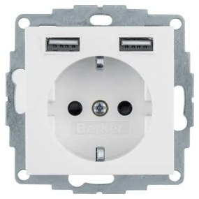 Πρίζα Σούκο με 2xUSB Λευκό Berker S.1 48038989 Hager-48038989-Λευκό 48038989