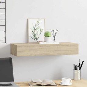 vidaXL Ράφι Επιτοίχιο με Συρτάρι Χρώμα Δρυός 60 x 23,5 x 10εκ. από MDF