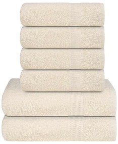 vidaXL Σετ Πετσετών 6 Τεμαχίων FROGN Κρεμ 360 γρ./μ²