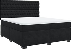 vidaXL Κρεβάτι Boxspring με Στρώμα Μαύρο 180x200 εκ. Βελούδινο