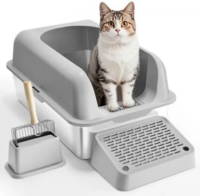 VEVOR 6 in Deep Cat Litter Box Odor-Free Litter Box with Filtering Foot Board