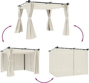 vidaXL Κιόσκι με Κουρτίνες Κρεμ 3x3 μ. από Ατσάλι