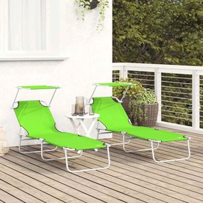 vidaXL Ξαπλώστρα 2 pcs Πράσινο 58 x 188 x 77 εκ. Πολυεστέρας