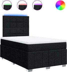 vidaXL Κρεβάτι Boxspring με Στρώμα Μαύρο 120x200 εκ. Υφασμάτινο