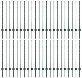 vidaXL Ασημένιοι Πόλοι Φράχτη 44 pcs Πράσινο