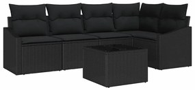 vidaXL Σέτ φαγητού για κήπο 6 pcs Μαύρο Πολυ rattan, βαμμένο ατσάλι