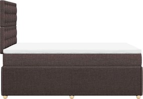 vidaXL Κρεβάτι Boxspring με Στρώμα Σκούρο Καφέ 120x200 εκ. Υφασμάτινο