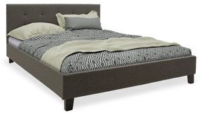 Double bed Mago in dark grey fabric 150x200cm 157x213x88 εκ.