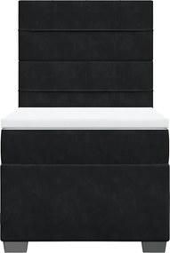 vidaXL Κρεβάτι Boxspring με Στρώμα Μαύρο 90x190 εκ. Βελούδινο