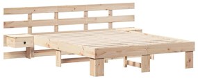 vidaXL Σκελετός Κρεβατιού Καφέ 160 x 200 cm Μασίφ ξύλο πεύκου