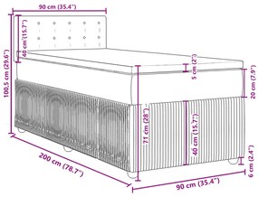 ΚΡΕΒΑΤΙ BOXSPRING ΜΕ ΣΤΡΩΜΑ ΣΚΟΥΡΟ ΓΚΡΙ 90X200 ΕΚ. ΥΦΑΣΜΑΤΙΝΟ 3287354