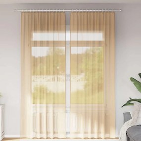 vidaXL Κουρτίνες Voile με βρόχους 2 τεμάχια Άμμος 140x260 cm