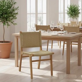 Καρέκλα Julien rubberwood φυσικό-έδρα φυσικό σχοινί 61x54x85εκ 59x49x86 εκ.