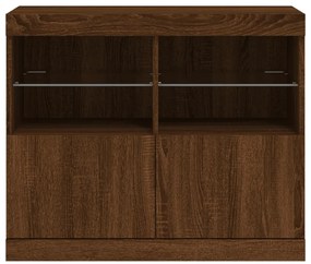 vidaXL Μπουφές με LED Καφέ Δρυς 81 x 37 x 67 εκ.