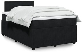 vidaXL Κρεβάτι Boxspring με Στρώμα Μαύρο 120x190 εκ. Βελούδινο