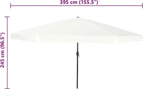 vidaXL Ομπρέλα Κήπου Άμμος 394 x 394 x 248 εκ Πολυεστέρας και Χάλυβας