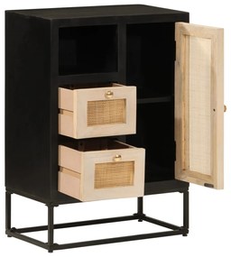 vidaXL Ντουλάπι Μαύρο 55x30x76 εκ. από Μασίφ Ξύλο Μάνγκο και Σίδηρο
