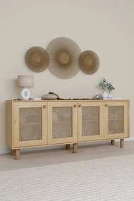 Stewehome Κονσόλα Bohem με PVC ψάθα 4 θυρών 180x40x75 cm