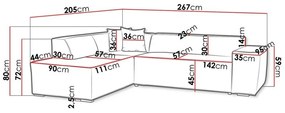 Γωνιακός Καναπές Comfivo 289, 267x205x72cm, 101 kg, Πόδια: Πλαστική ύλη | Epipla1.gr