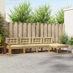 vidaXL Σειρά Καναπέ Εξωτερικού 4 pcs Λευκό και Μπεζ Πολυεστέρας