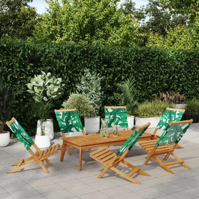 Καρέκλες Κήπου Πτυσσόμενες 6 Τεμ. Πράσινο Ύφασμα/Μασίφ Ξύλο - Πράσινο