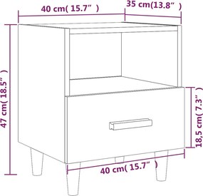 vidaXL Κομοδίνο Λευκό 40 x 35 x 47 εκ.