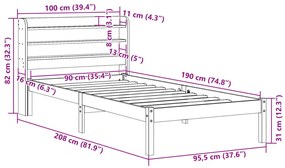 ΠΛΑΙΣΙΟ ΚΡΕΒΑΤΙΟΥ ΚΕΦΑΛΑΡΙ ΚΑΦΕ ΚΕΡΙΟΥ 90X190 ΕΚ. ΜΑΣΙΦ ΠΕΥΚΟ 3306552