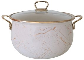 Κατσαρόλα Goldmann GM 8017-26B, 8.5L, 26x16cm, Εμαγιέ, Αντικολλητική επίστρωση, Επαγωγή, Χρυσό/Μάρμαρο